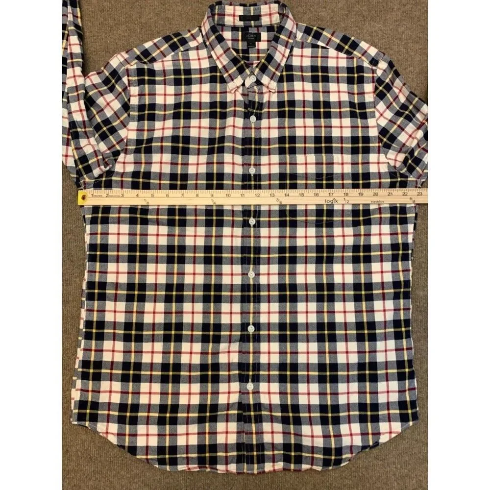 J Crew Oxford Plaid Shirt Mens XL Slim Fit OCBD Long Sleeve Button Down